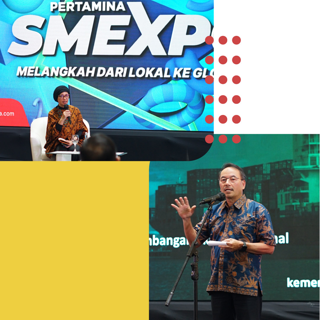 Moderator pada talk show "Peran Pertamina Mendukung UMKM Indonesia Go Global" dalam acara Pertamina SMEXPO: Melangkah dari Lokal ke Global di Main Atrium, Gandaria City. November 2, 2023