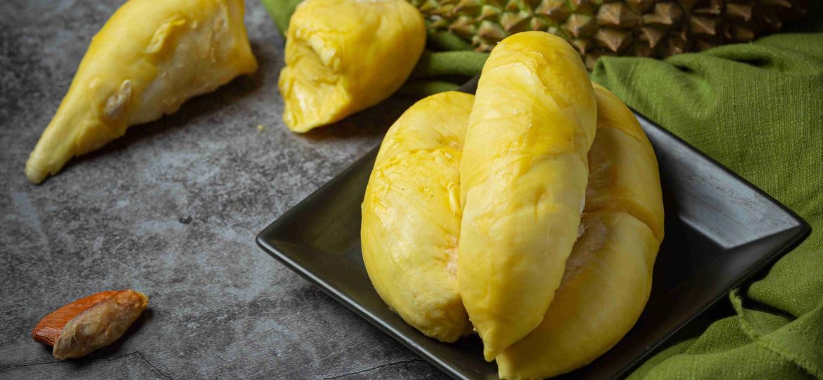 Ilustrasi buah durian yang sudah dikupas